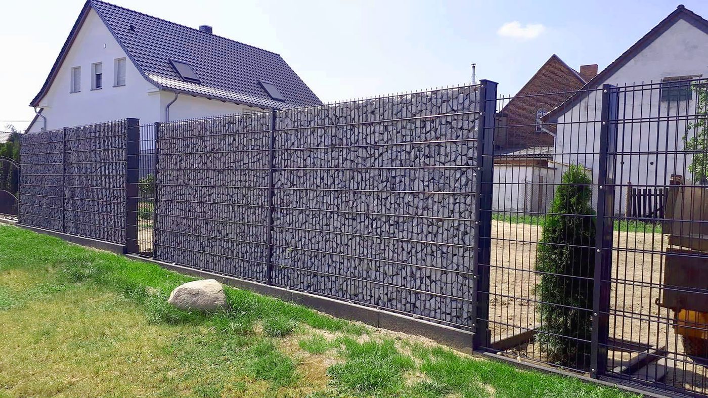 Gabionenmauer 1,83m anthrazit Doppelpfosten